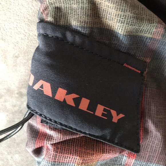Oakley Board Shorts 32 Mens Black Orange Red Plaid Check Surf Swim Trunks Y2K - Picture 5 of 9